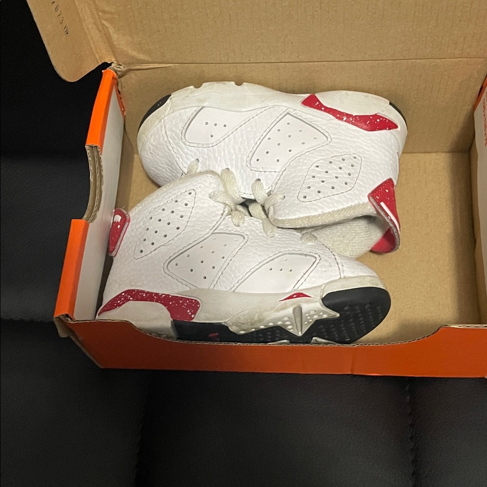 Jordan Kids White and Red Sneakers